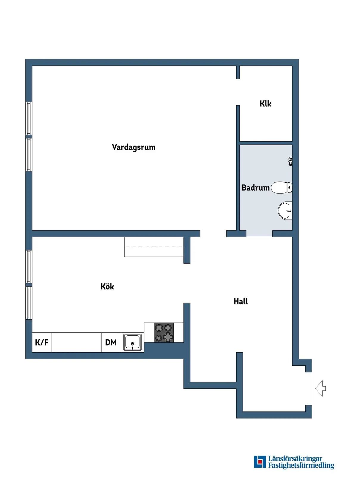 Floor plan for Gamla Huddingevägen 439A, vån 2