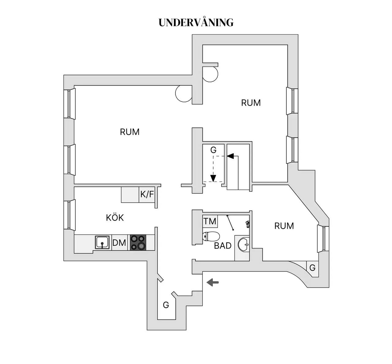 Floor plan for Katarina Bangata 45, 4+5 tr