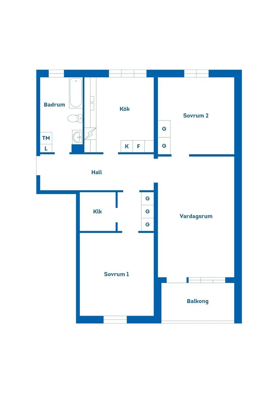 Floor plan for Södra Kopparslagargatan 31