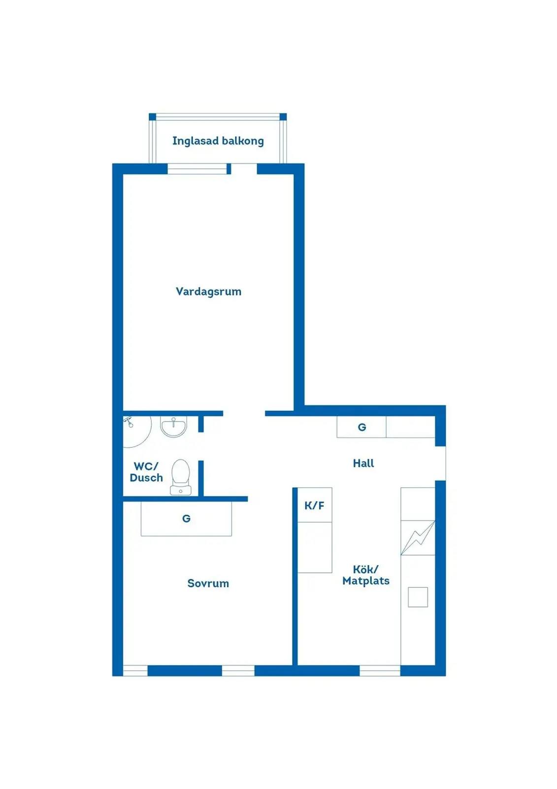Planritning för Övre Brunnsvägen 12B