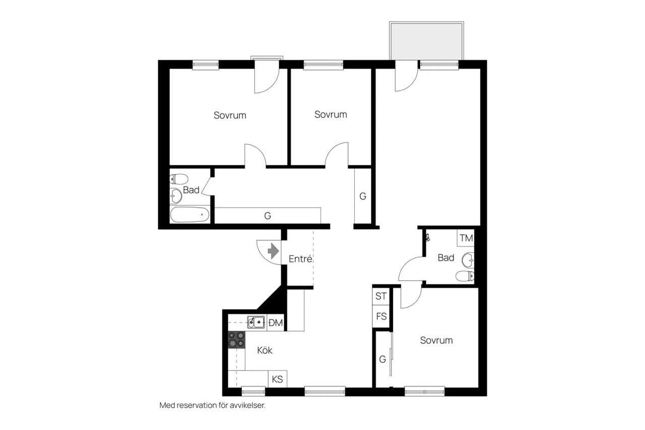 Planritning för Härnevigatan 9B