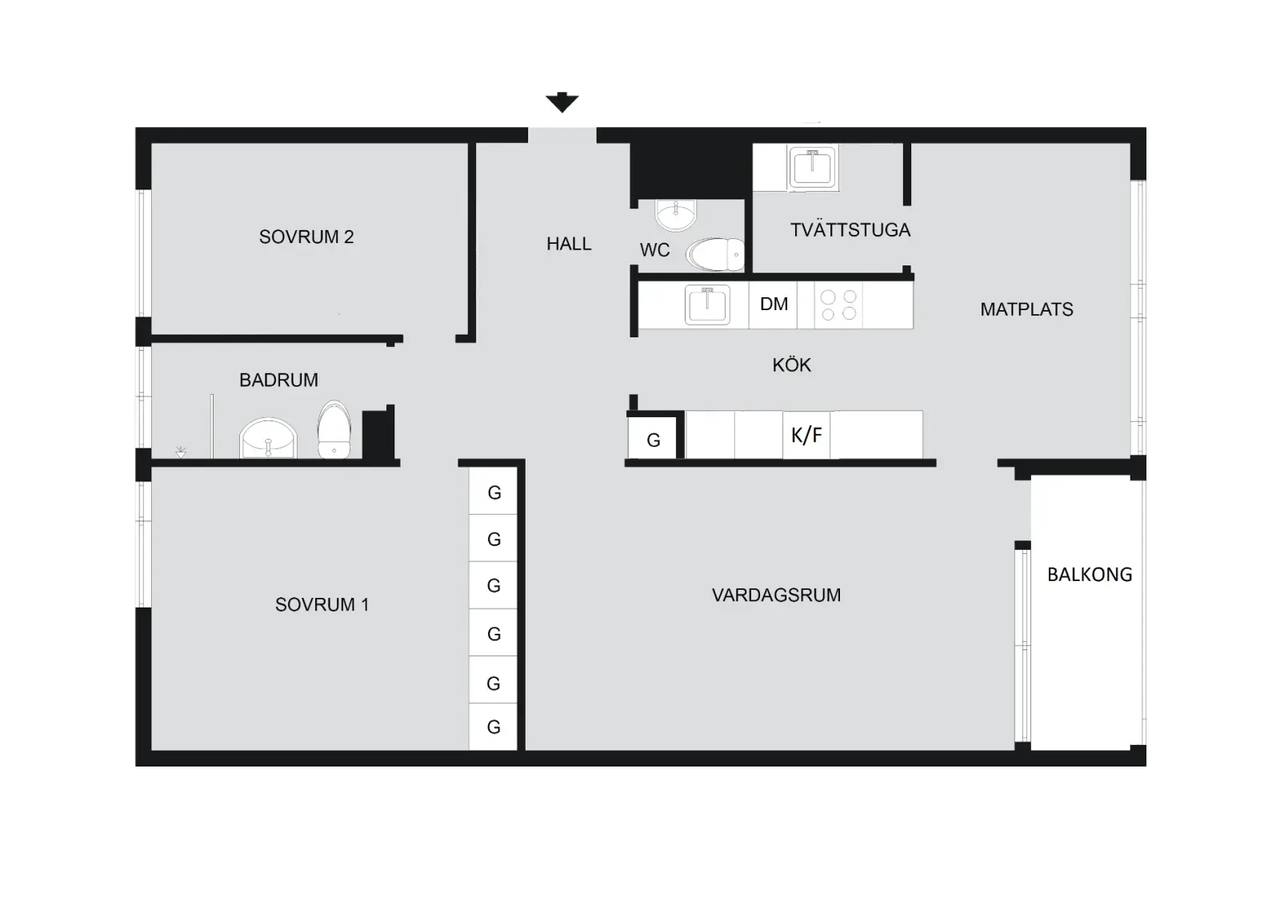 Planritning för Vinterbrinksvägen 7, 2tr