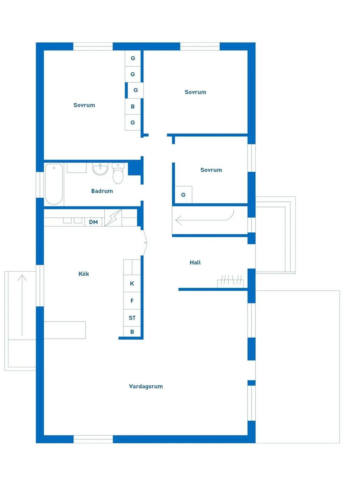 Planritning för Linbastuvägen 23
