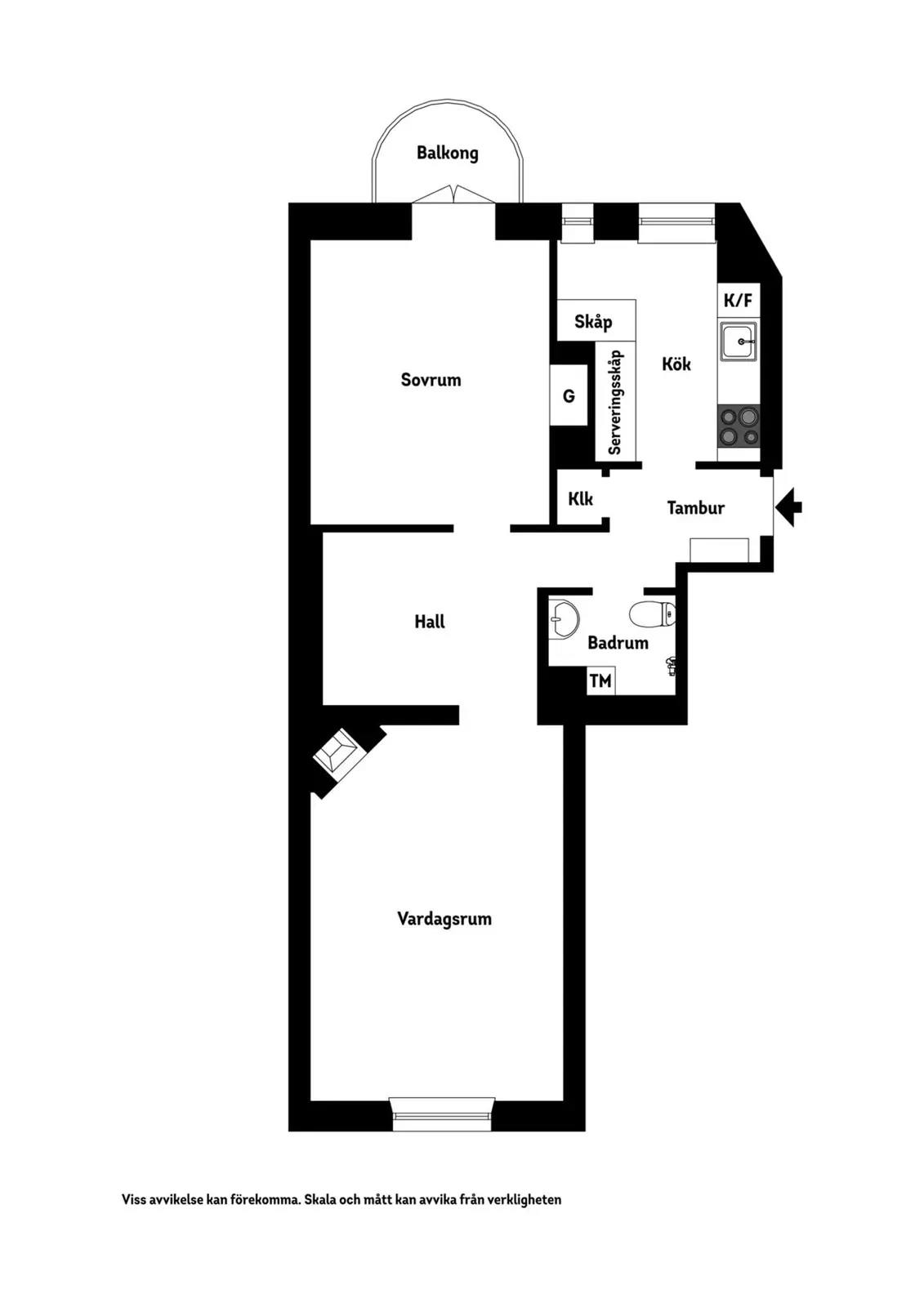 Floor plan for Drottningholmsvägen 76 Lgh 1205