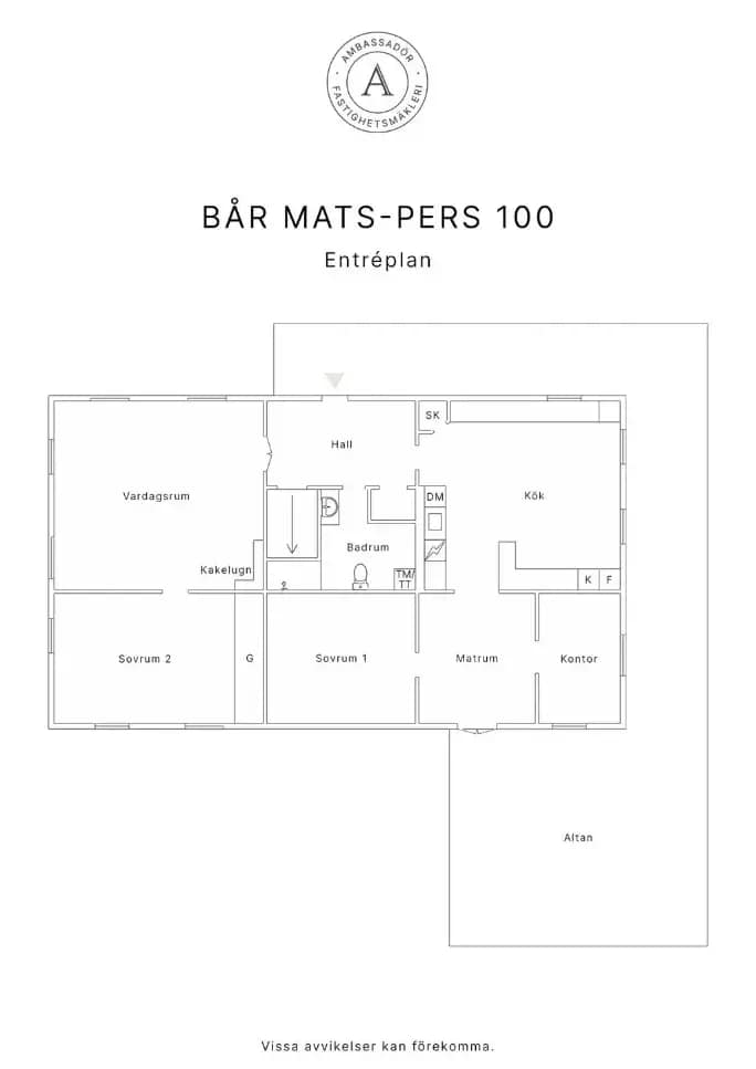 Planritning för Bår Mats-Pers 100