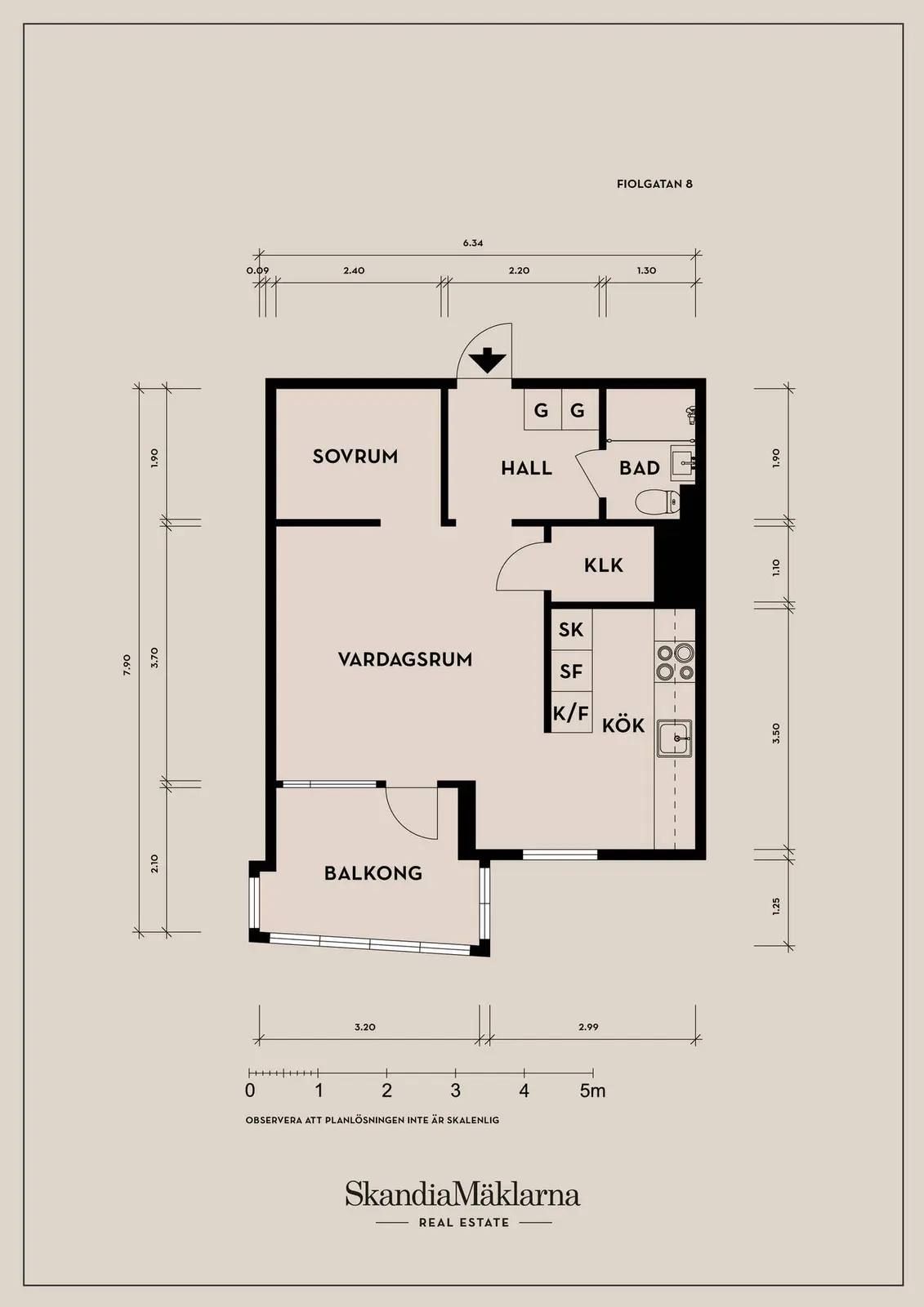 Floor plan for Fiolgatan 8