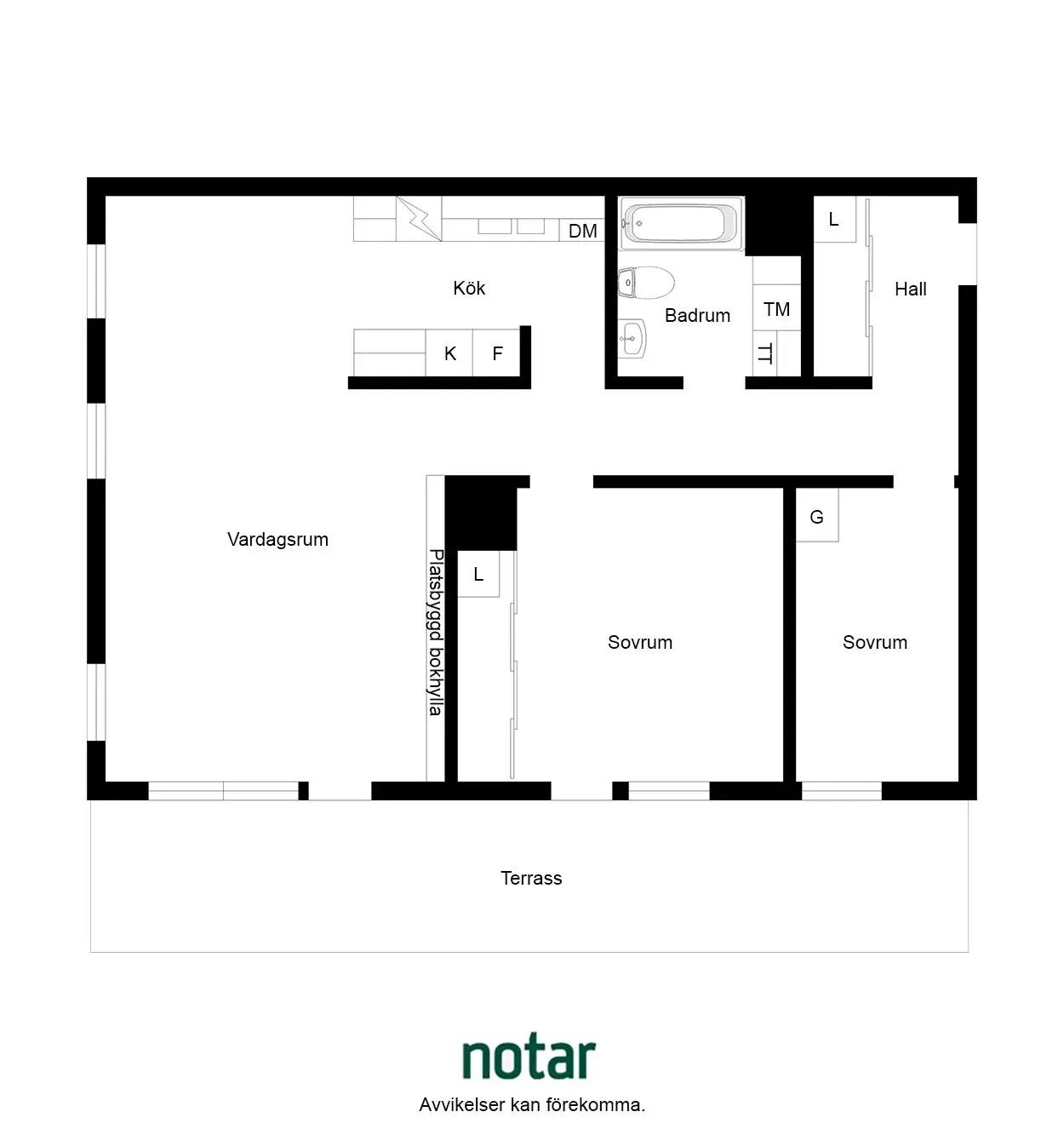 Floor plan for Drevergatan 1B, 2tr
