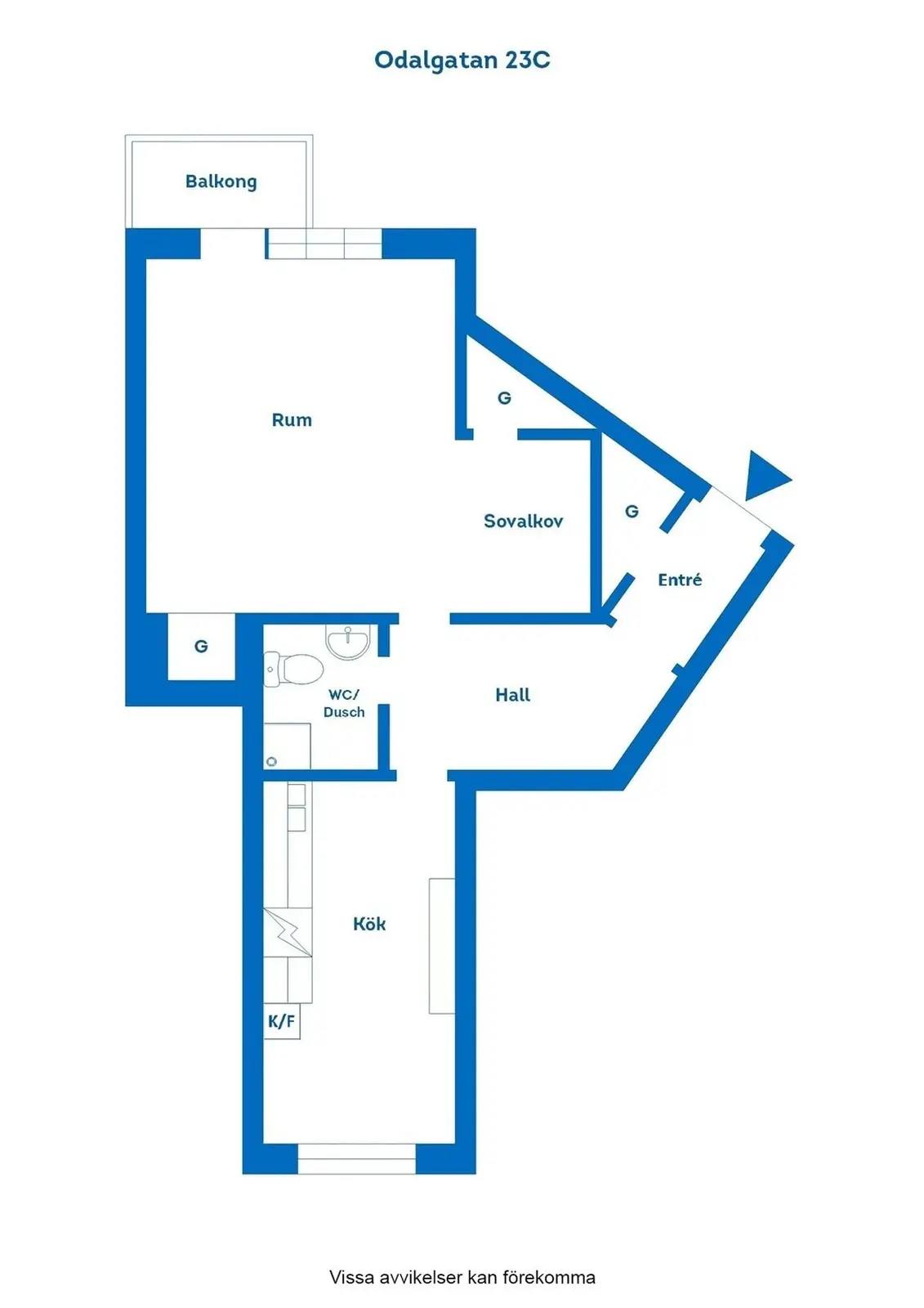 Floor plan for Odalgatan 23C