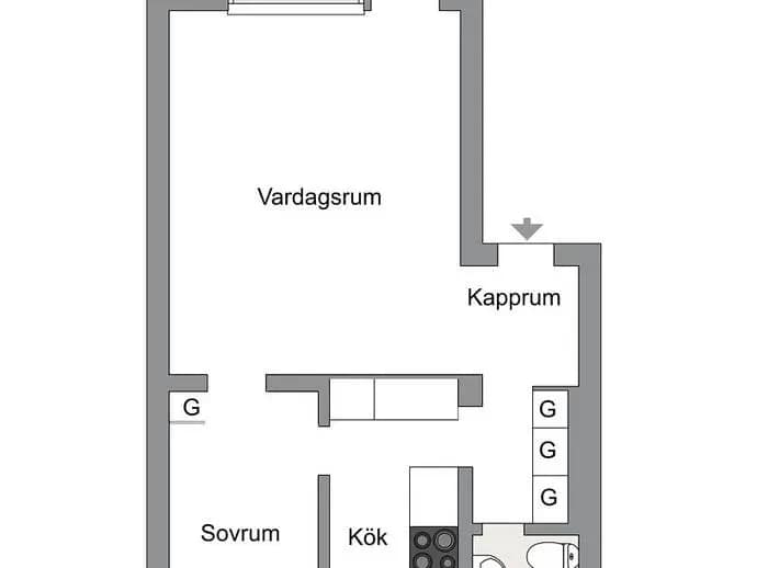 Floor plan for Borensvägen 37, 1tr