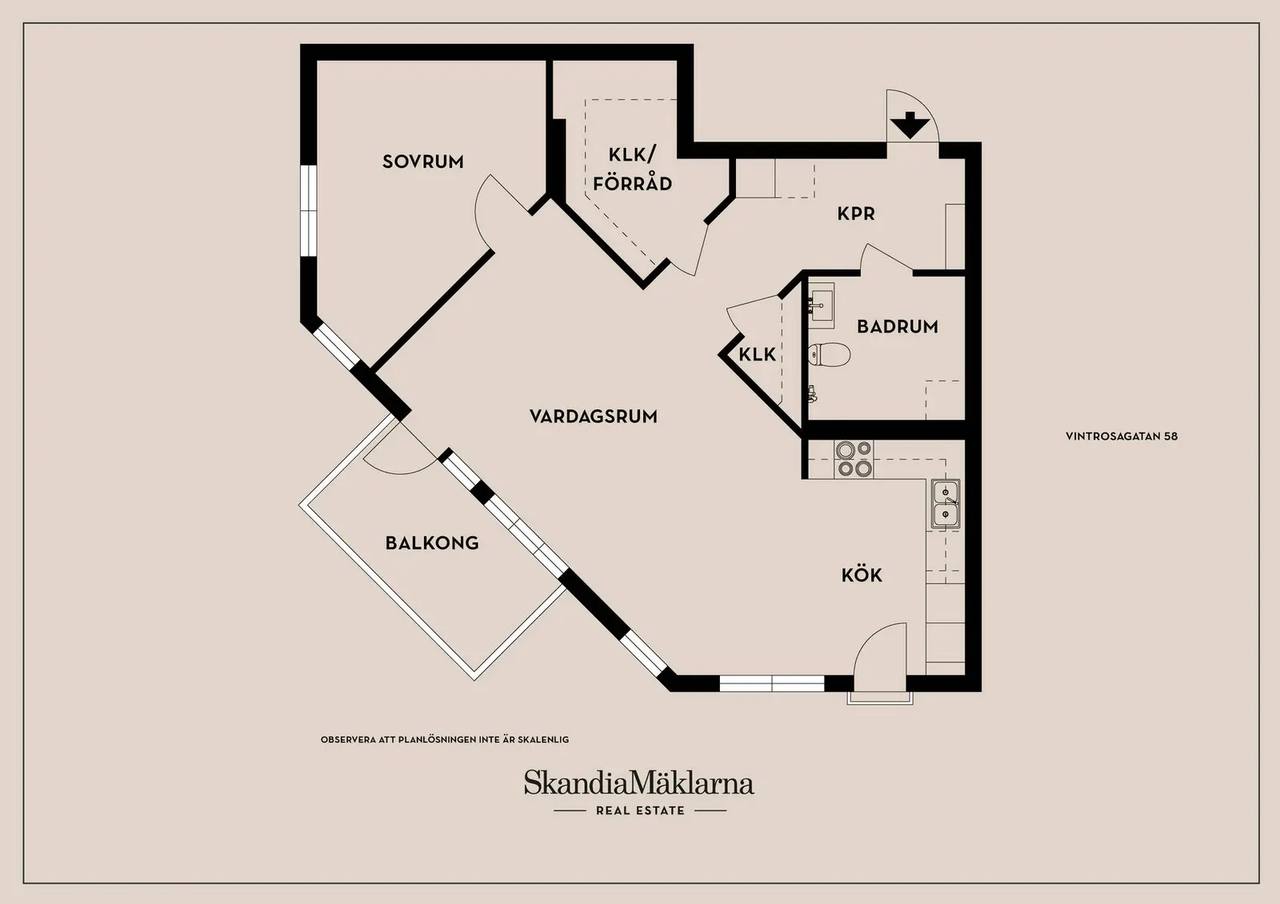 Floor plan for Vintrosagatan 58