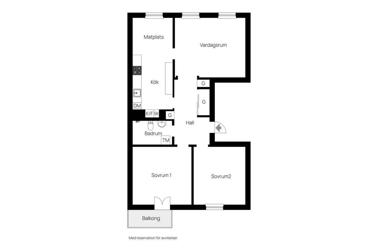 Floor plan for Tjurbergsgatan 27D