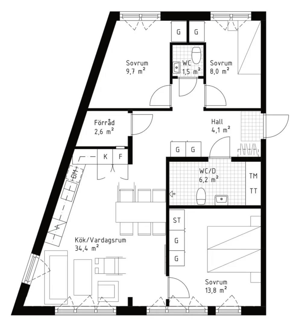 Planritning för Väsjökajen 10