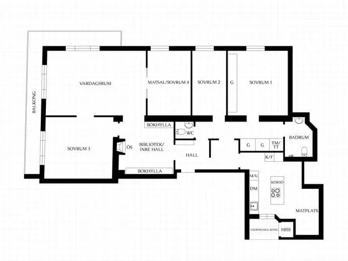 Floor plan for Sveavägen 60, 3 tr