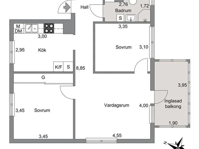 Planritning för Bufjällsleden 1A