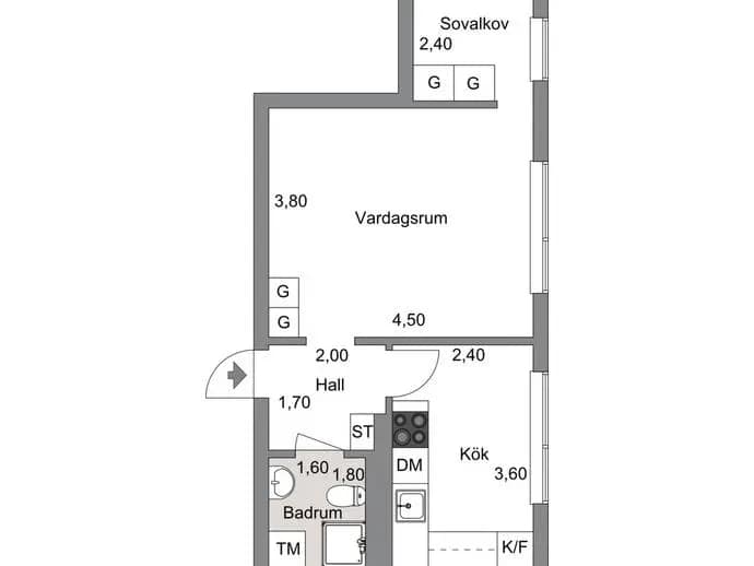 Floor plan for Övralidsgatan 13