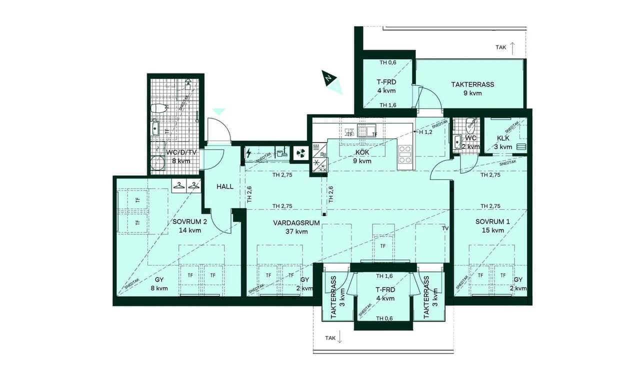Floor plan for Klockargatan 4, 752 28 Uppsala