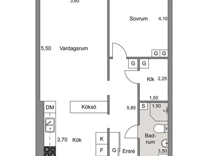 Floor plan for Kavaljersgatan 8
