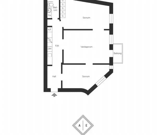 Floor plan for Högbergsgatan 76B