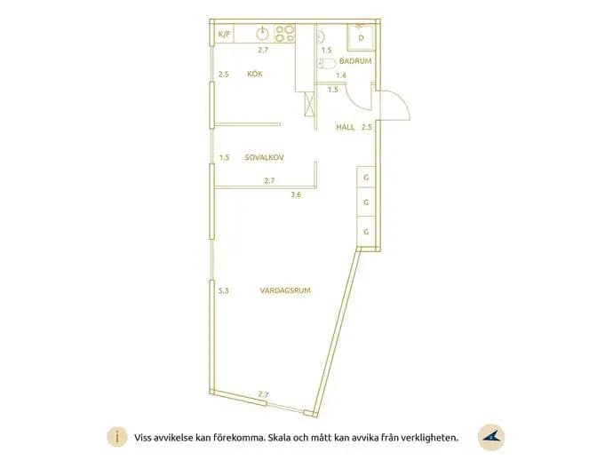 Floor plan for Djupebäcksgatan 2D