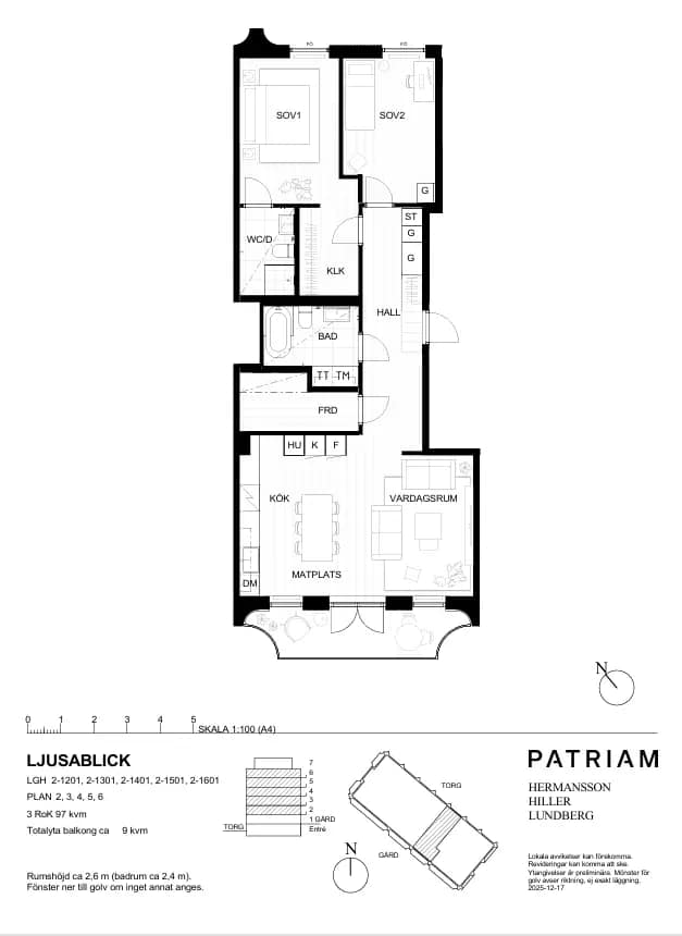 Planritning för Primusgatan 20, Lgh 2-1401