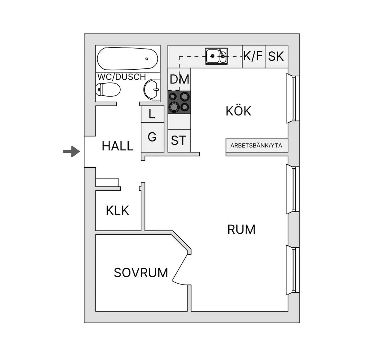 Floor plan for Stockrosgatan 25