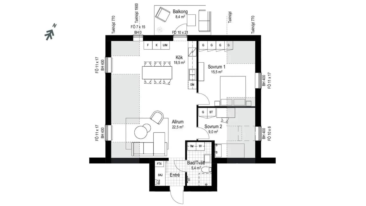 Floor plan for Skogvaktaregatan 34 Lgh 1402