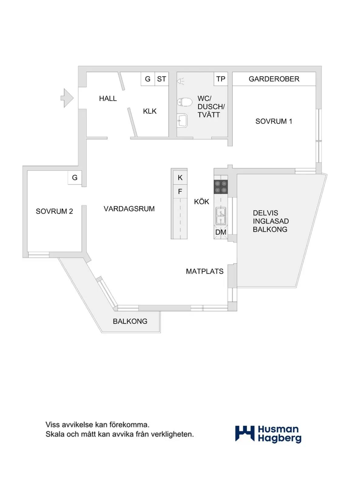 Floor plan for Skeppargatan 3 B