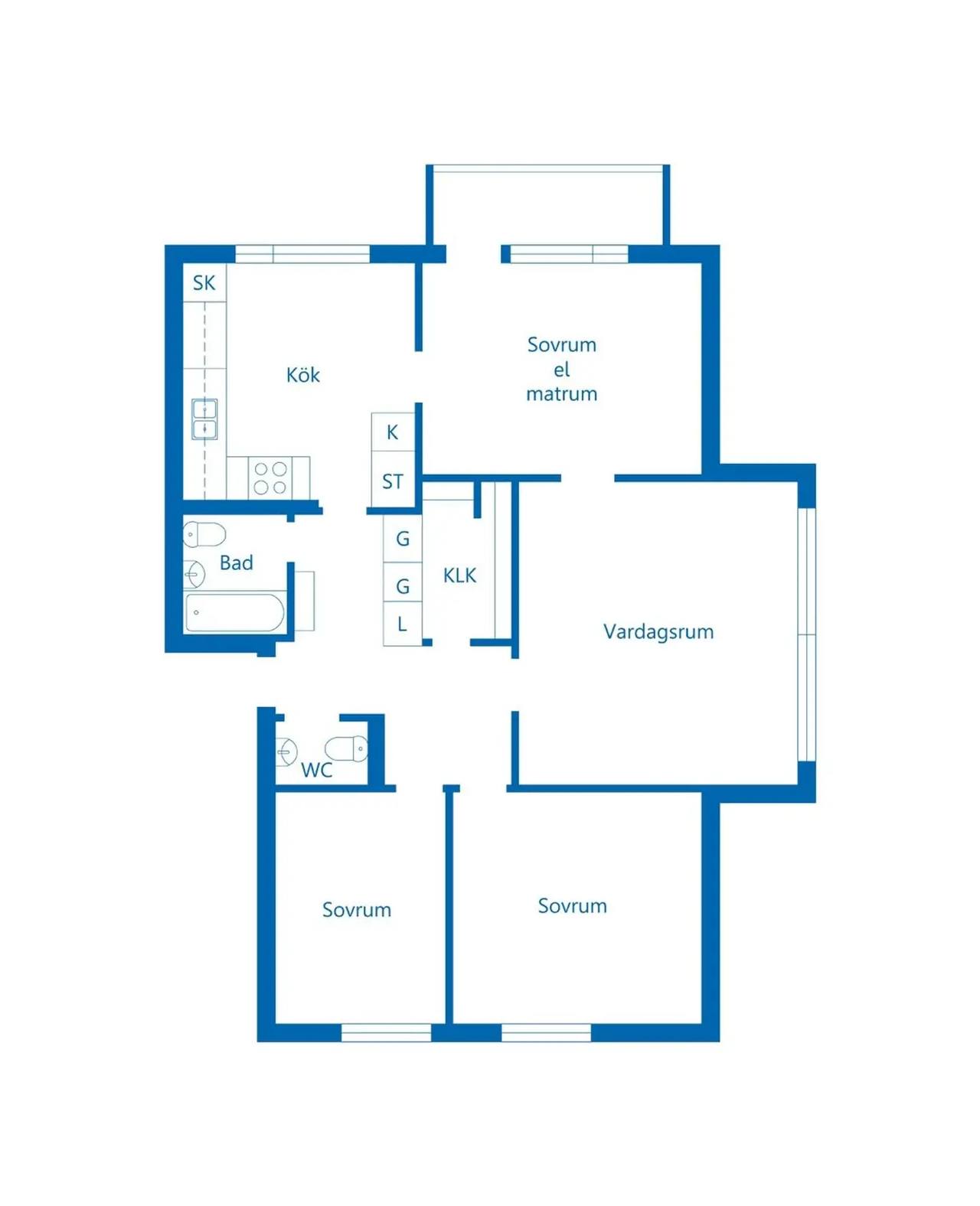 Planritning för Simpbylevägen 14B