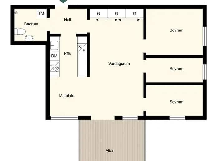 Planritning för Mäster Simons Väg 13A