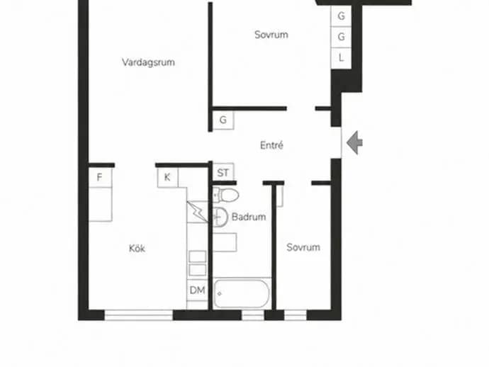 Planritning för Trålgränd 3