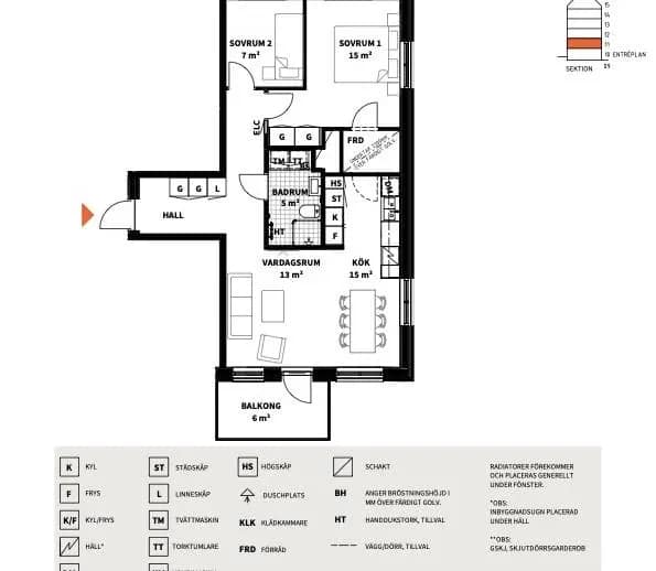 Floor plan for Poseidongatan 9