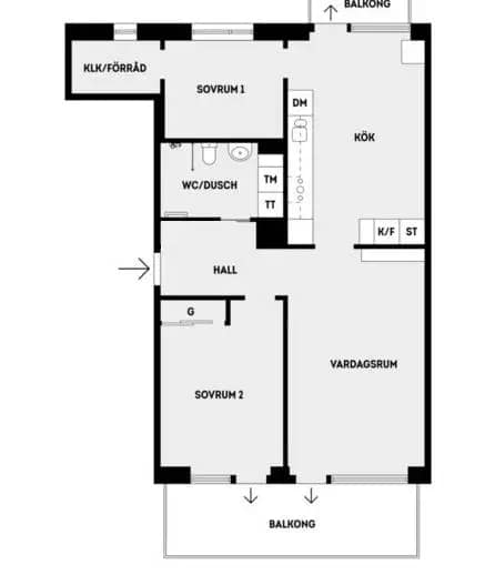 Planritning för Källtorpsvägen 7, 4tr