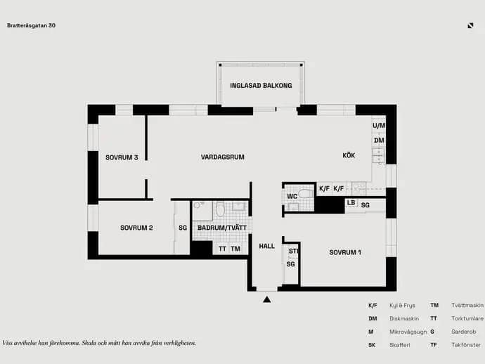 Planritning för Bratteråsgatan 30B - Lgh 1603