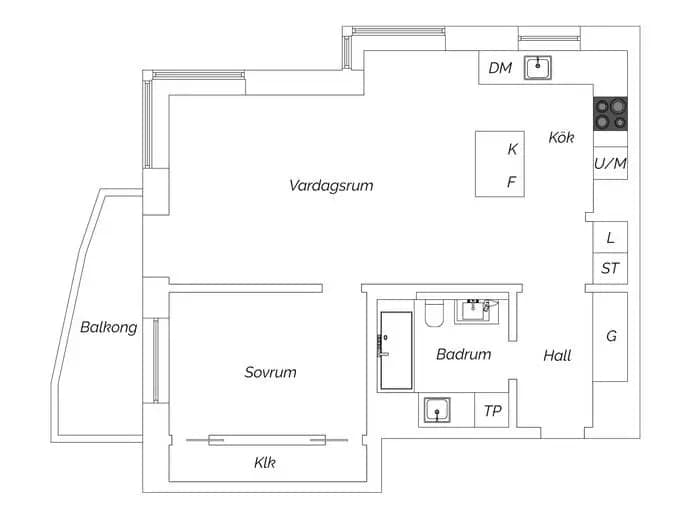 Planritning för Baltzarsgatan 14F