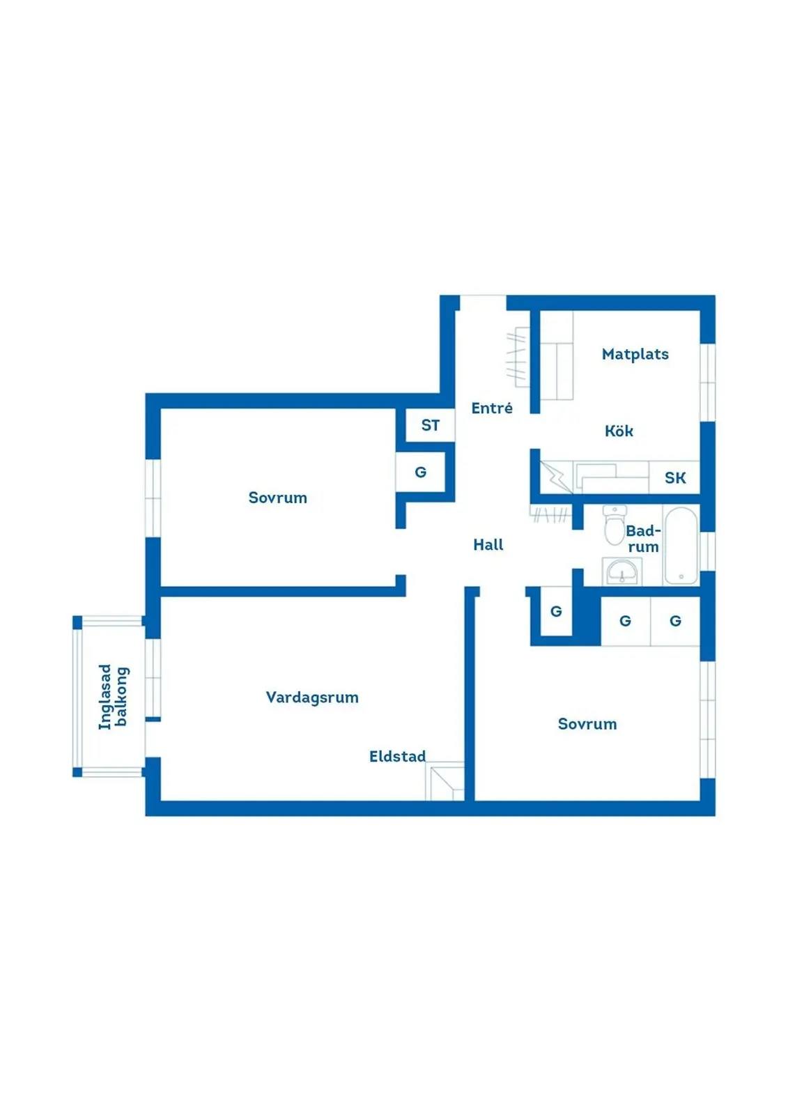 Planritning för Nedre Norrtullsgatan 8B