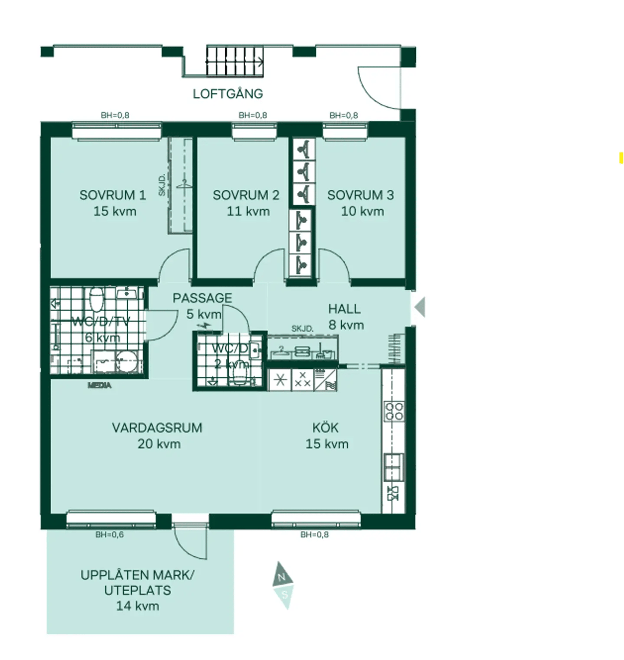 Floor plan for Honnörsgatan 7