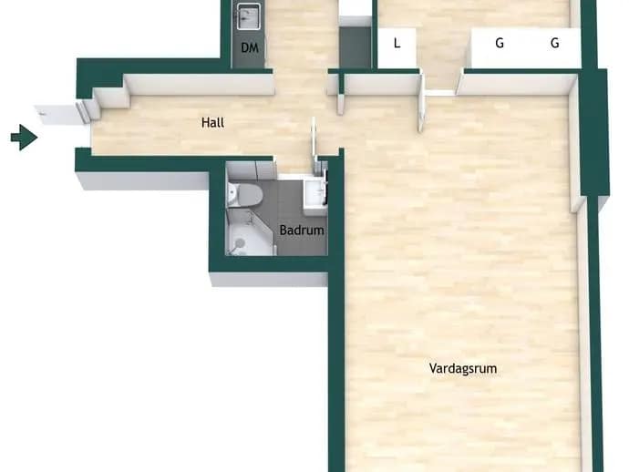 Planritning för Luthagsesplanaden 6B