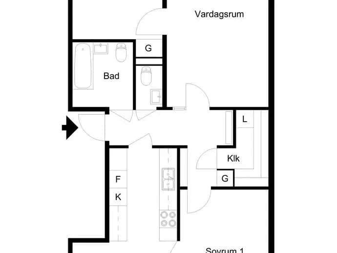 Floor plan for Mariehemsvägen 29C