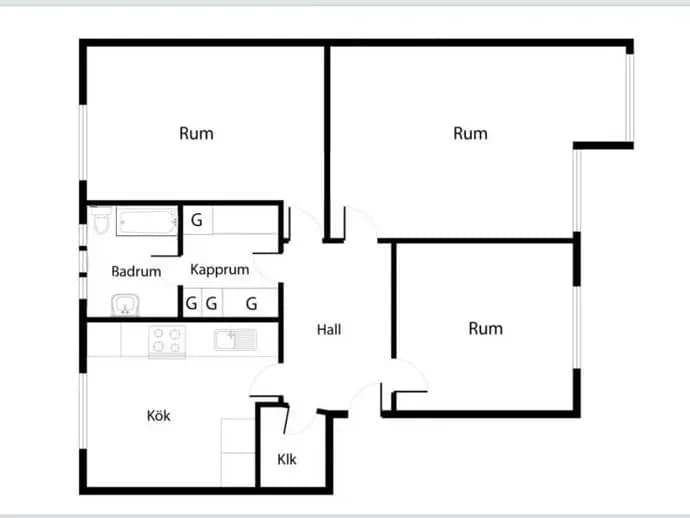 Floor plan for Bagarfruvägen 15