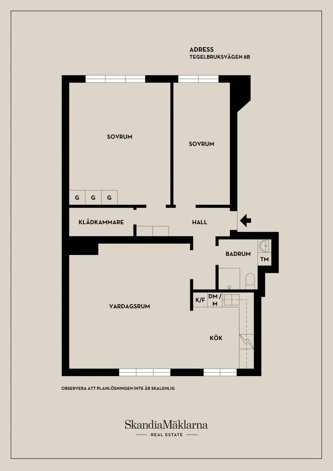 Floor plan for Tegelbruksvägen 8B