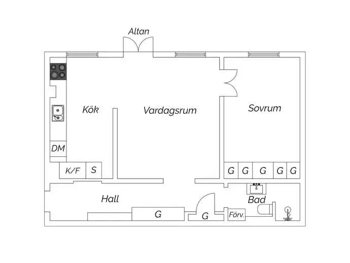 Floor plan for Vegagatan 15