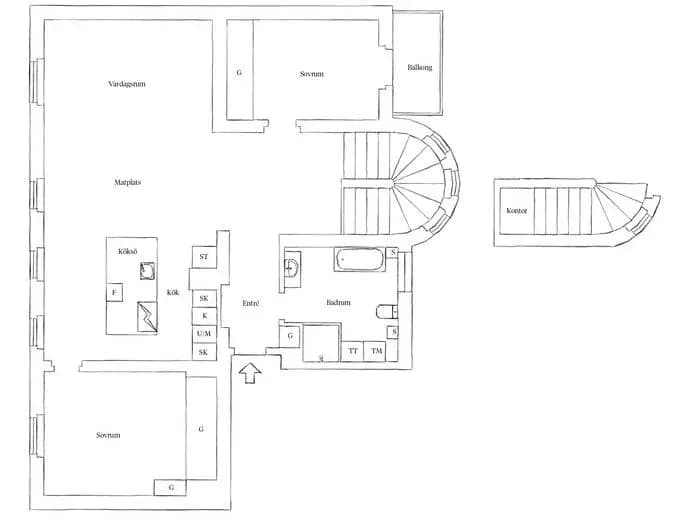 Floor plan for Karl Gustavsgatan 7A