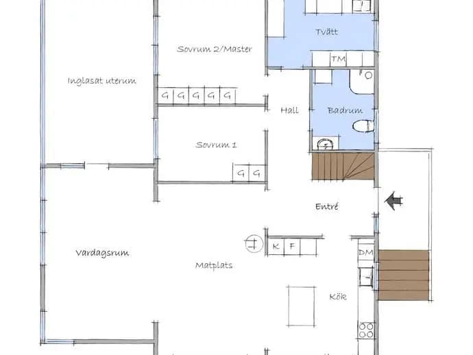 Planritning för Kapellstigen 18
