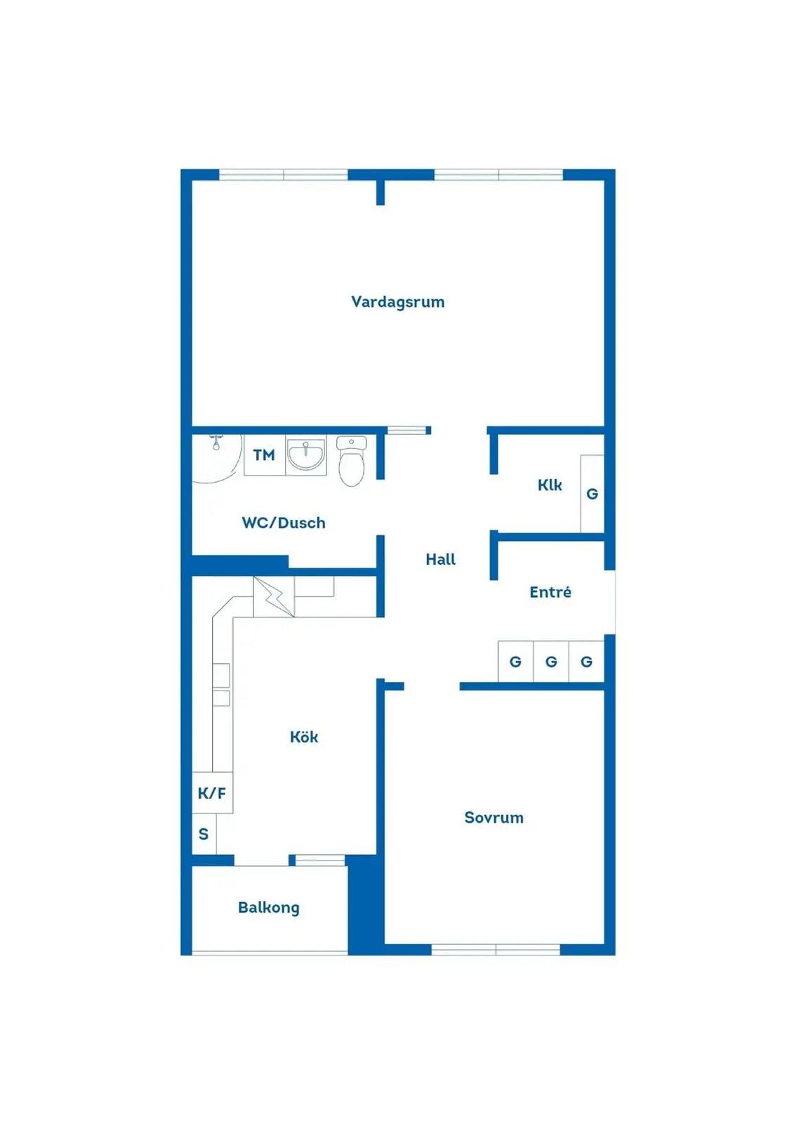 Planritning för Almgatan 2B
