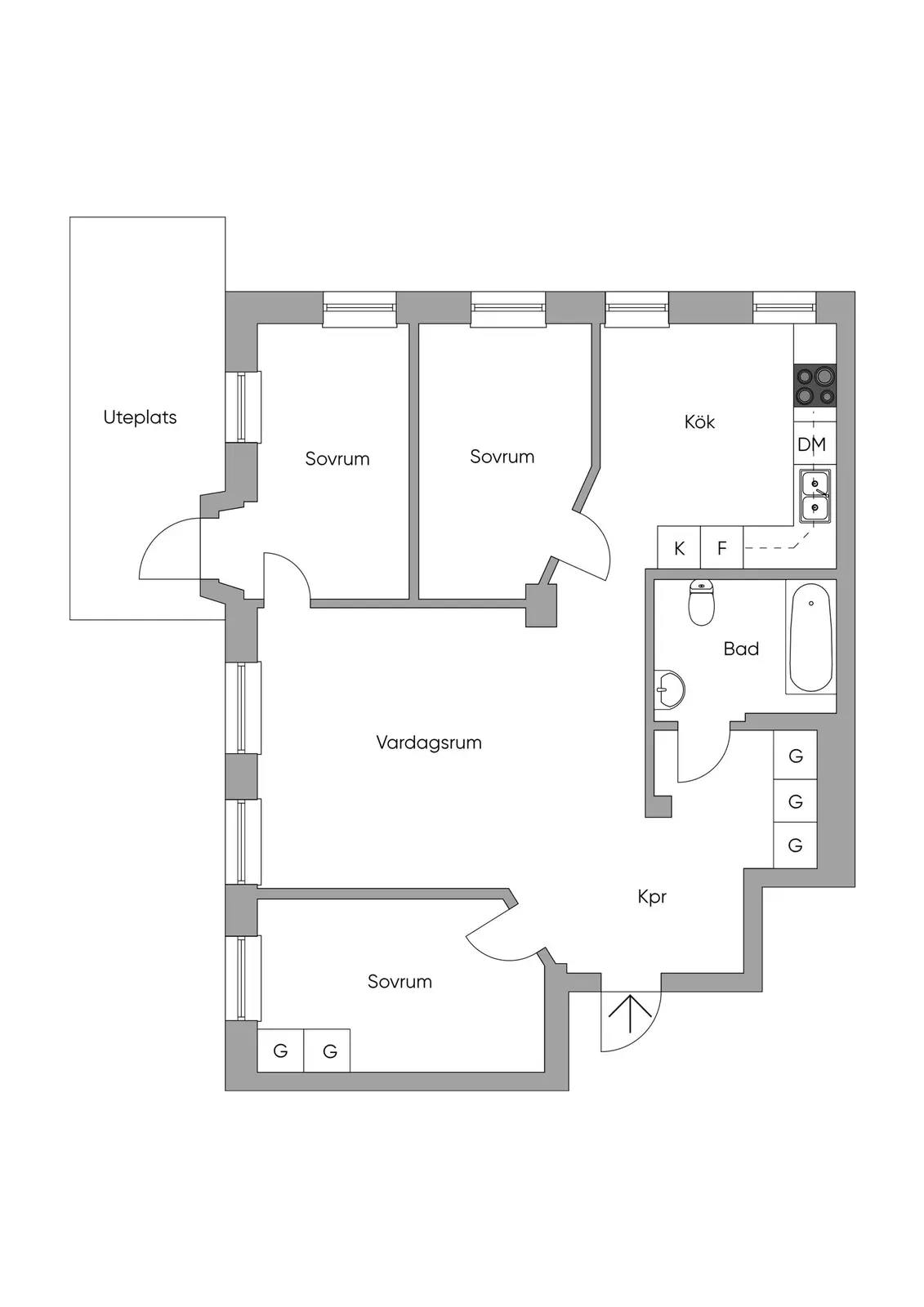 Floor plan for Stenbrottsgatan 5