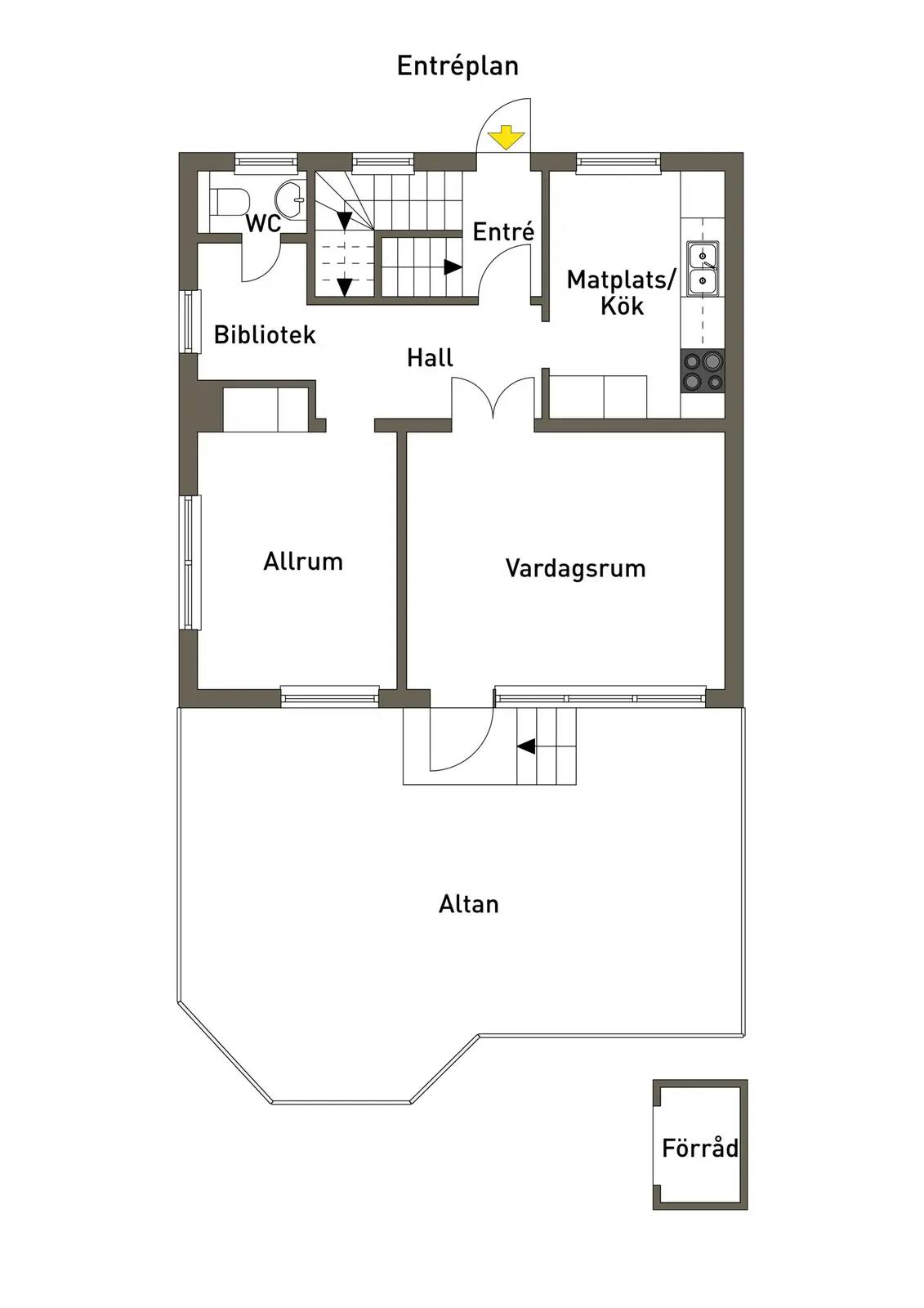 Planritning för Klockargårdsvägen 14