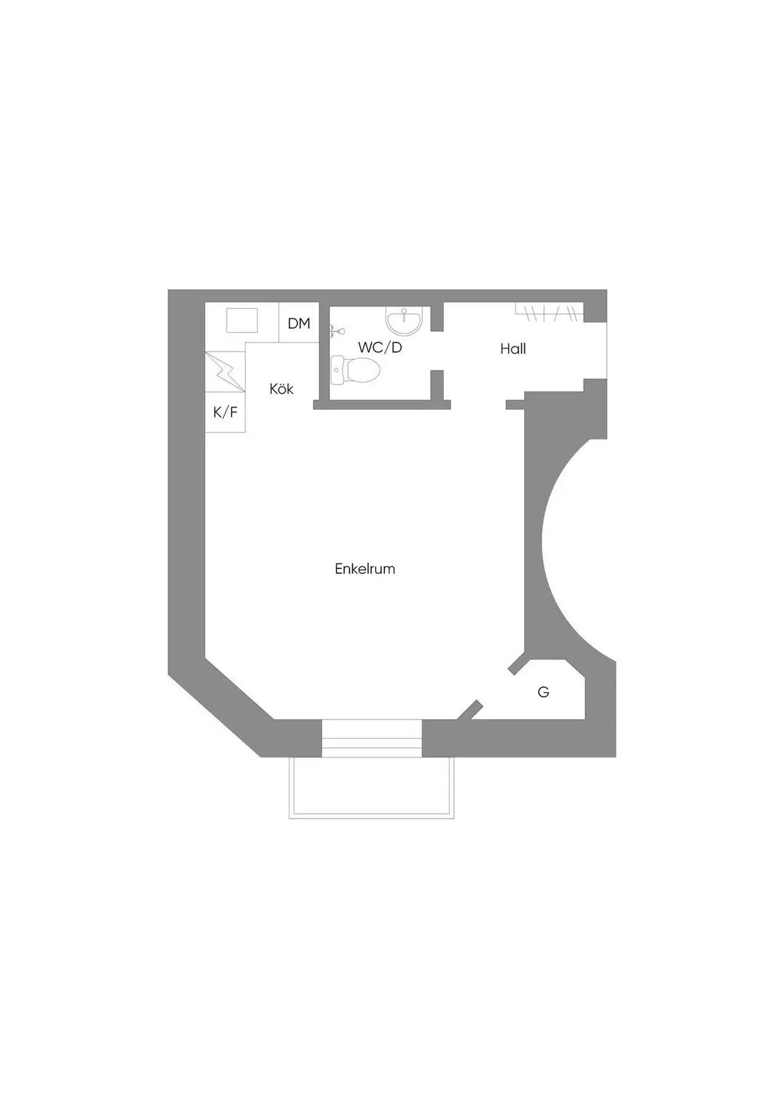 Floor plan for Roslagsgatan 29A, 3 tr ög.
