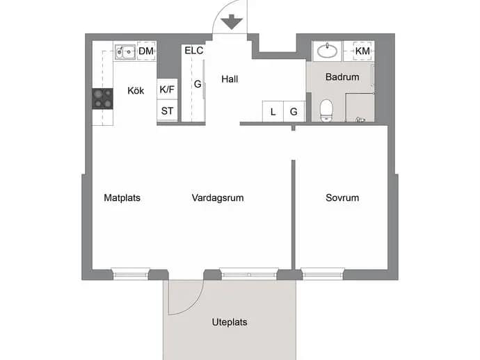 Planritning för Krögers promenad 13