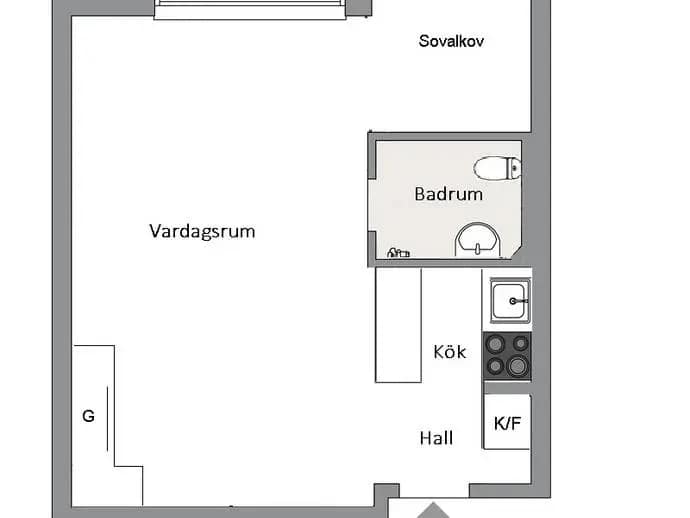 Floor plan for Kungsklippan 11, 1 tr över gård