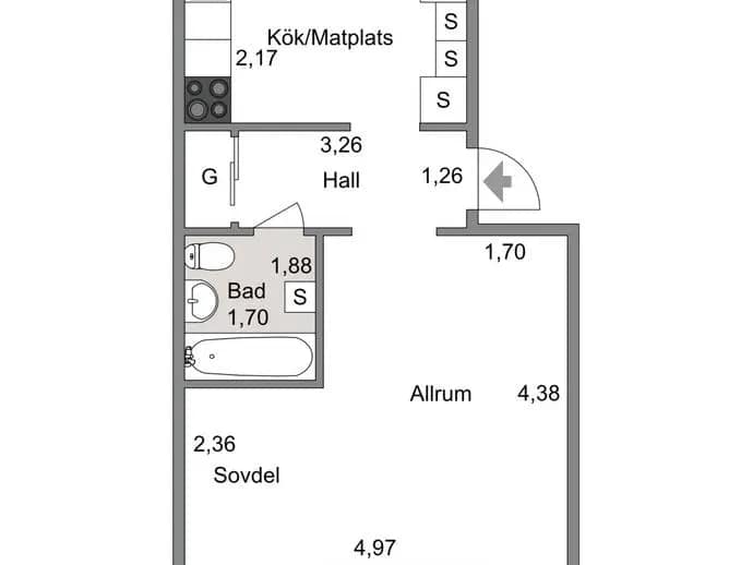Floor plan for Marbogatan 2B